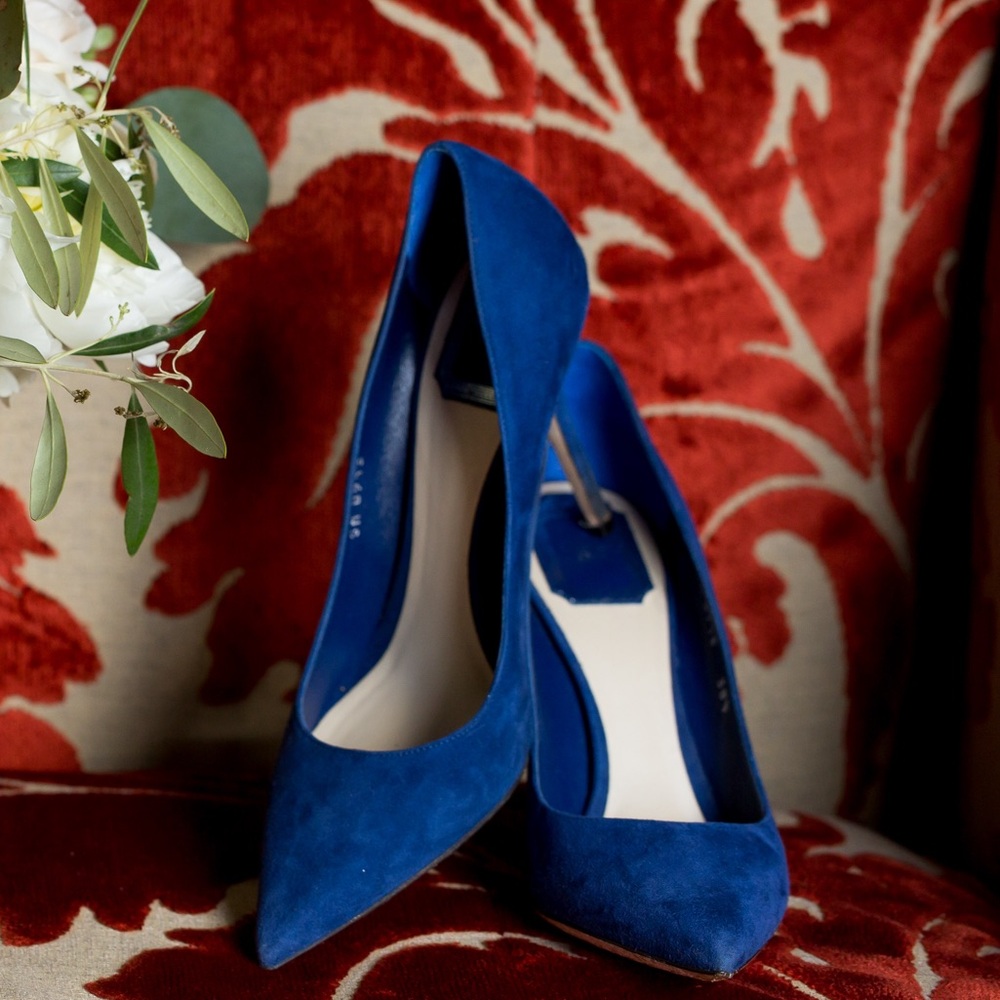 Gorgeous Christian Dior blue suede heels